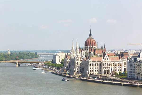 Vue Parlement Budapest Danubio — Photo