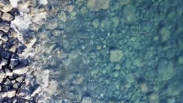Ligurya Peyzaj Tipik Bir Kayalık Plaj Üstten Görüntülemek — Stok video