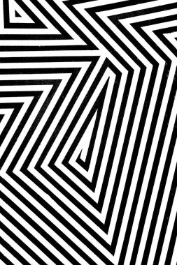 Siyah ve beyaz çizgileri olan geometrik labirent