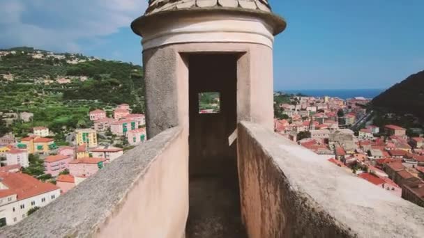 Liguria fortress of Castelfranco with landscape — Stock Video