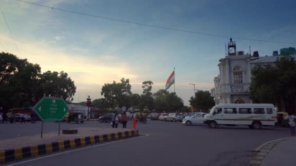 Connaught Place New Delhi Evening View Moving Traffic Connaught Place — Stock Video