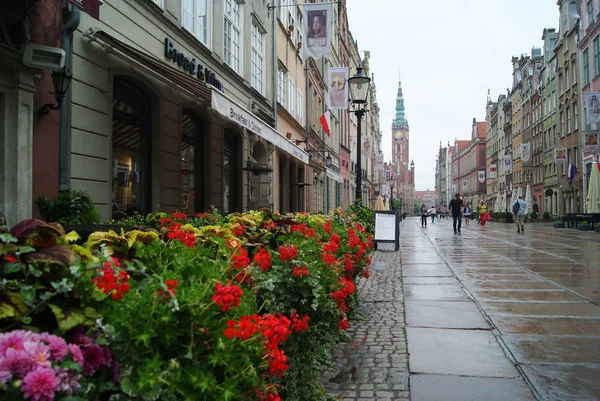 Polska Gdańsk Ulica Dluga Czerwca 2018 Gdańsk Godzinach Porannych Zobacz — Zdjęcie stockowe