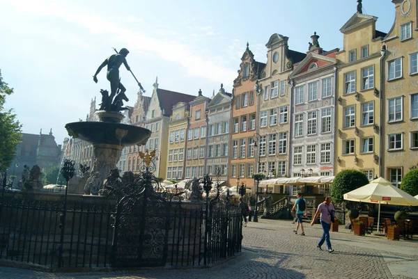 Polonia Gdansk Junio 2018 Centro Ciudad Calle Dlugi Targ Fuente —  Fotos de Stock