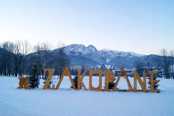 Polónia Zakopane Vista Montanha Giewont Janeiro 2017 — Fotografia de Stock