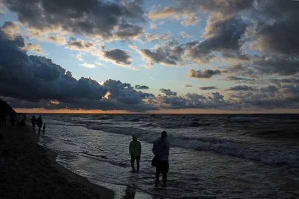 Paisagem Pôr Sol Mar Nuvens Árvores — Fotografia de Stock