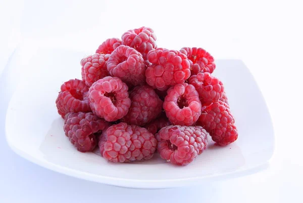 Sweet Fresh Red Raspberries Close — Stock Photo, Image