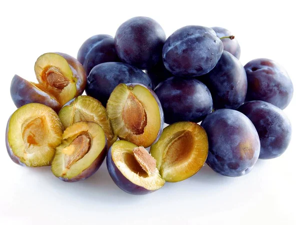 Prunes Violettes Douces Délicieuses Verger — Photo