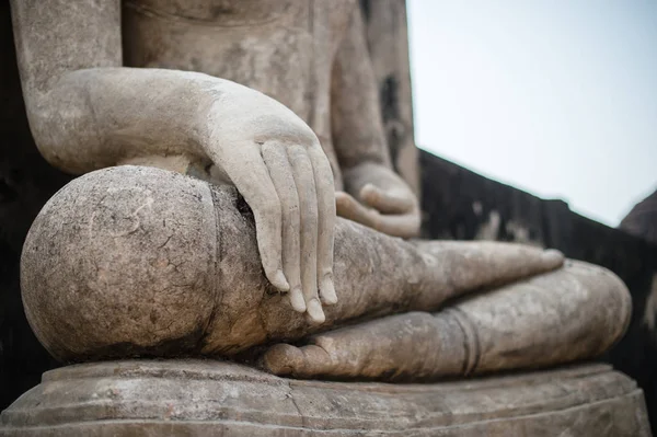 Closeup of hand buddha sculpture in the old temple from Sukhotha — Stock Photo, Image