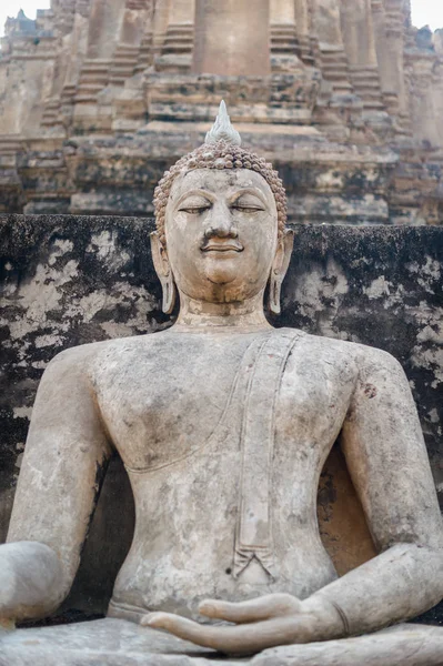 Zbliżenie rzeźby Buddy w starej Świątyni z Sukhothai, th — Zdjęcie stockowe