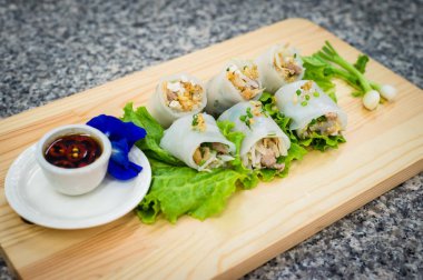 Asya erişte tarzı doğrama blok closeup