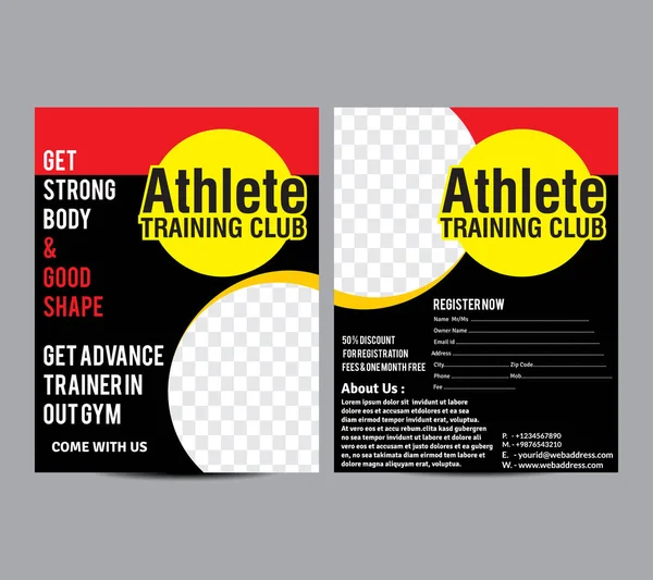 Athlete Training Club or Fitness Flyer template — Stock Vector