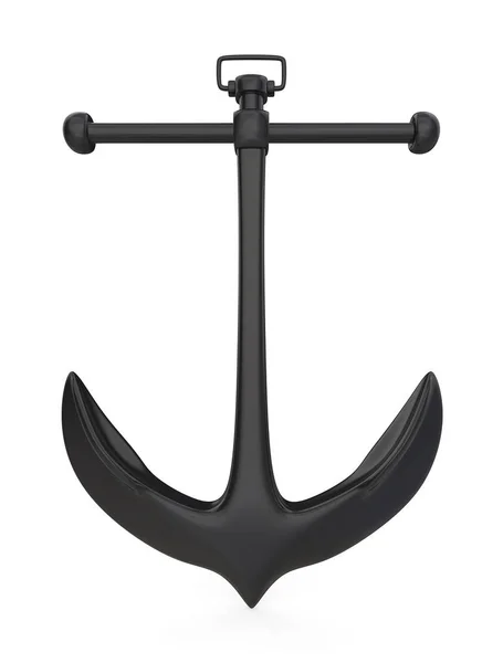 Black Anchor Vintage Anchor Rough Steel White Background Front View — Stock Photo, Image