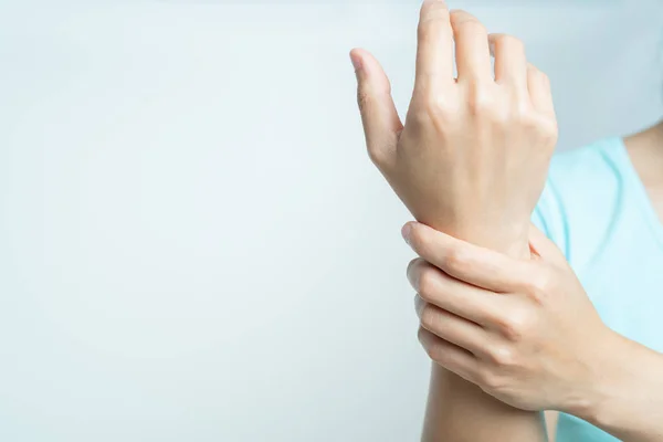 Woman Wrist Arm Pain Office Syndrome Healthcare Medicine Concept — Stock Photo, Image