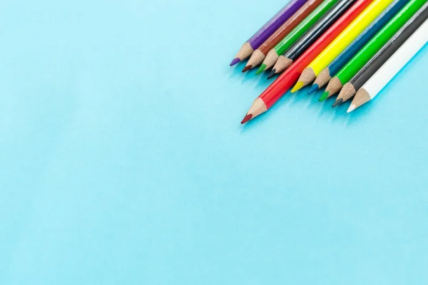 Educación Vuelta Escuela Concepto Primer Plano Plumas Lápiz Lápiz Color — Foto de Stock