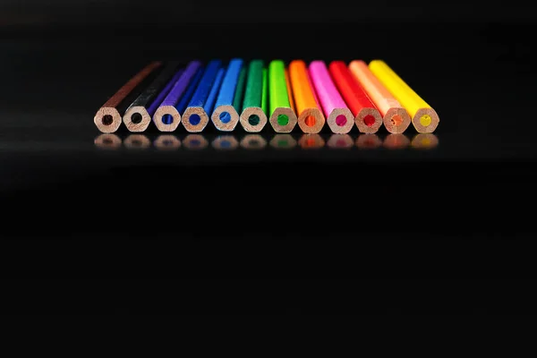 Diversity Concept Row Mix Color Pencil Black Background Text Diversity — Stock Photo, Image