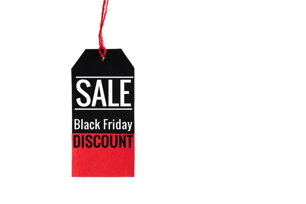 Schwarzer Freitag Schwarze Und Rote Verkaufsetikette Auf Weißem Hintergrund — Stockfoto