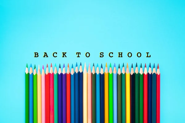 Welcome Back School Background Colorful Color Pencil Blue Backgrounds Copy — Stock Photo, Image