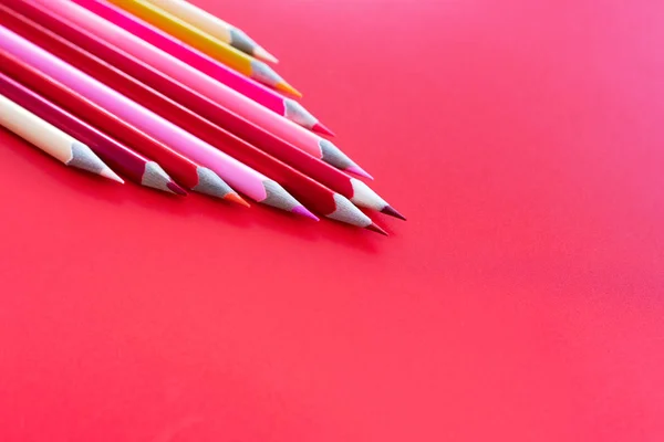 Teamwork Concept Group Color Pencil Pink Background — Stock Photo, Image