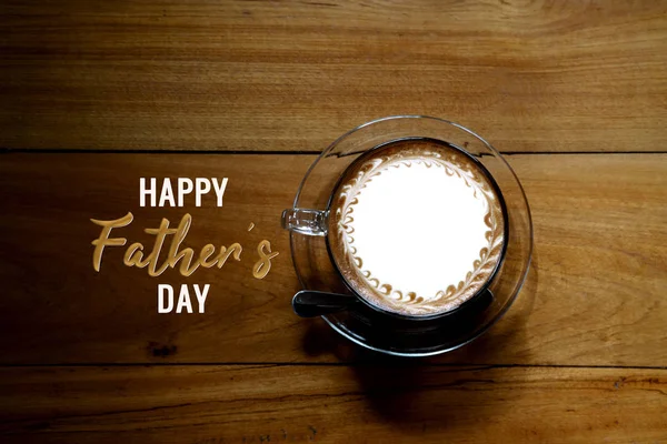 Feliz Día de los Padres, vista superior del café en la mesa de madera — Foto de Stock