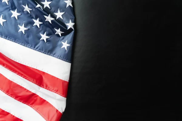 American Flag Black Background Stars Stripes Closeup — Stock Photo, Image