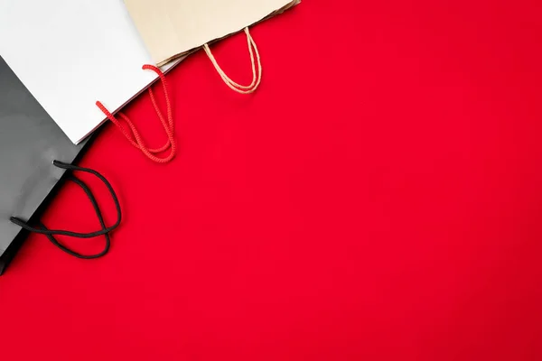 Black Friday Sale Shopping Bag Red Background — Stock Photo, Image
