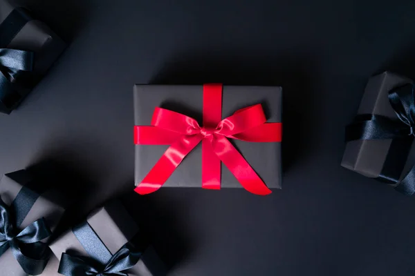 Venerdì Nero Vendita Scatola Regalo Nera Shopping Online — Foto Stock