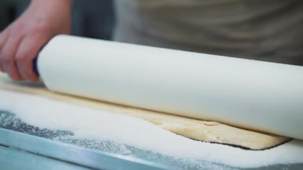 Vytváření souborů cookie, těsto detail Dámské ruce v kuchyni cukrovinky. — Stock video