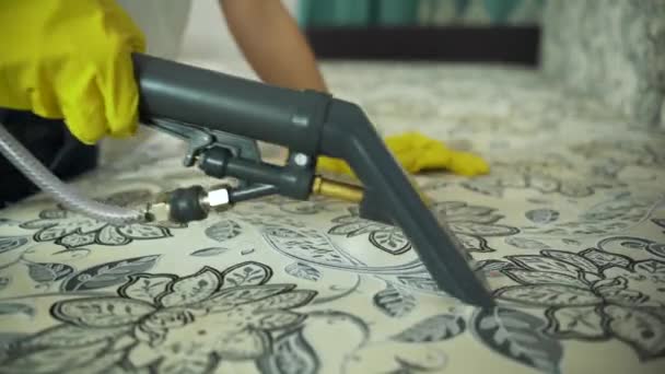 Service Cleaning Dirty Sofa And Chair With A Special Tool Detergent Is Applied Cleaning With Professional Tools