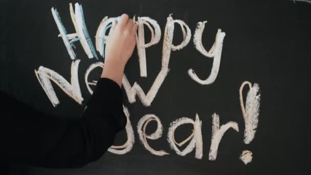 Chalk drawing Happy New Year — Stock Video