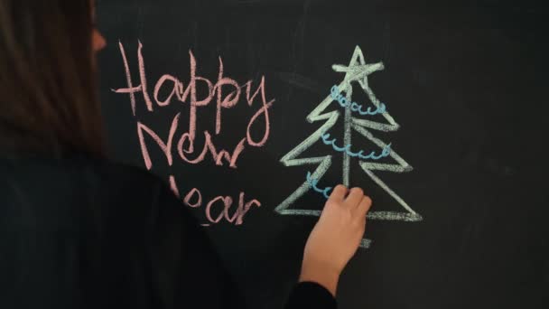 Chalk drawing Happy New Year — Stock Video