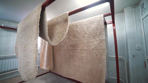 Secado de alfombras en la habitación con ionización del aire — Vídeo de stock