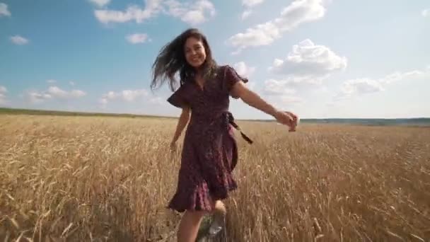 Retrato de niña en el campo de verano . — Vídeo de stock