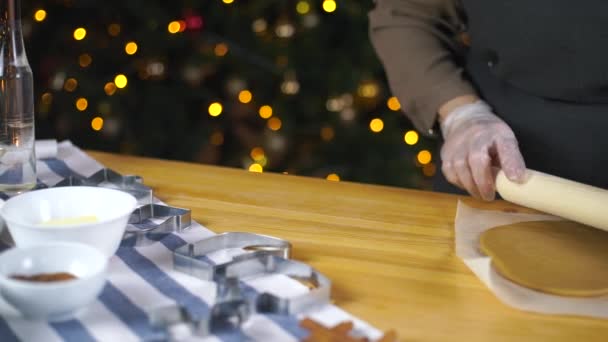 Lány készül a mézeskalács sütik karácsonyra — Stock videók