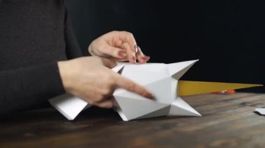 Kız bir kağıt 3d tek boynuzlu at yapılır