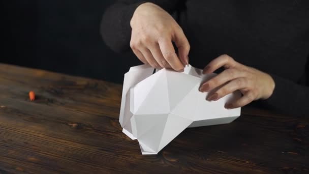 A menina é feita um unicórnio papel 3d — Vídeo de Stock