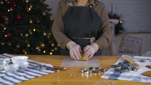 Chica Preparando Galletas Jengibre Para Navidad — Vídeo de stock