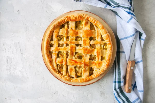 Tarte Chou Faite Maison Partir Une Pâte Feuilletée Servie Dans — Photo