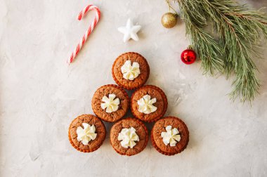 Brownie mins pies on a white background. Festive dessert concept. clipart