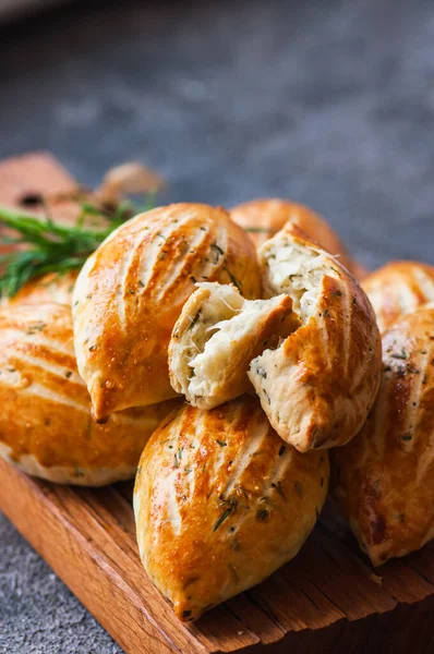 Turkish Mini Hand Pies Acma Cheese Herbs Close — Stock Photo, Image