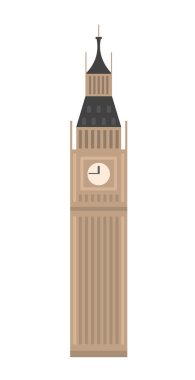 Londra, İngiltere 'deki klasik büyük Ben kulesinin bir simgesi. Her amaçla yapılmış büyük bir tasarım. İzole vektör düz illüstrasyon.