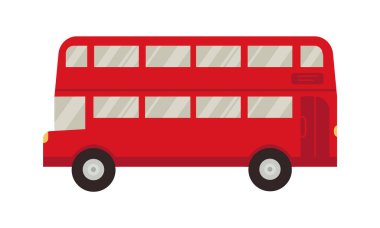 Londra 'nın kırmızı çift katlı otobüs servisinin bir simgesi. Vektör düz çizgi film çizimi. Seyahat et. İş dünyası. 