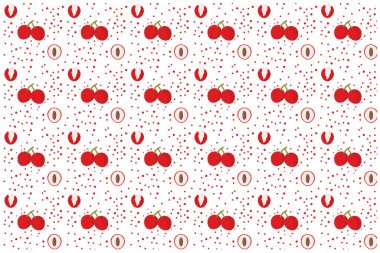 Lychee kusursuz desen. Egzotik meyveli litchi. Beyaz arkaplanda vektör düzlüğü. 