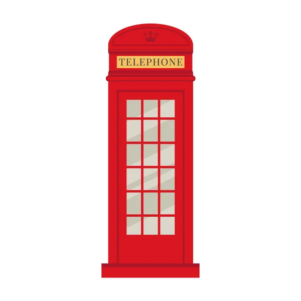 Telefonkiosken i London. Röd historisk brittisk telefonkista. — Stock vektor