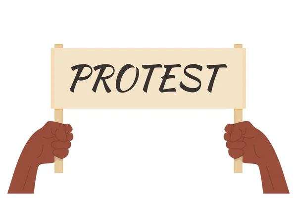 Dwie czarne afrykańskie ręce trzymające tabliczkę na białym tle. Arkusz z miejscem na tekst lub ogłoszenie. Ilustracja wektora w stylu płaskiej kreskówki. Baner dla manifestu. Plakat protestu. — Wektor stockowy
