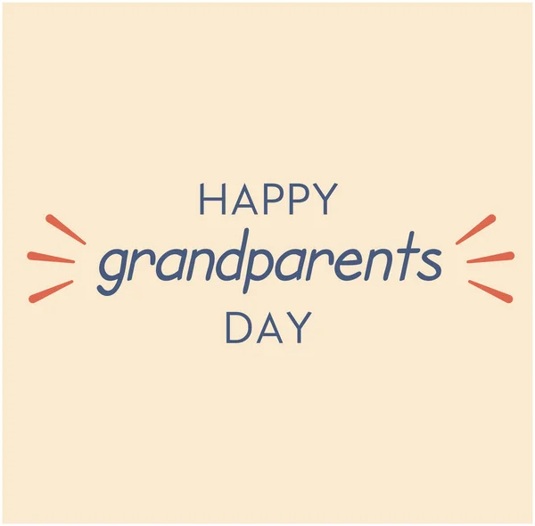 Happy Grandparents Day wish handwritten with elegant font decorated. Creative festive text composition isolated on white background. Colorful illustration in flat style.