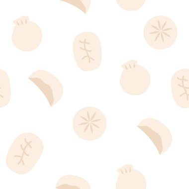 Çin hamur köfteleri pürüzsüz. Dimsum, gyoza veya momo. Paketleme ya da ağ için Asya mutfağı. Vektör düz resimleme.