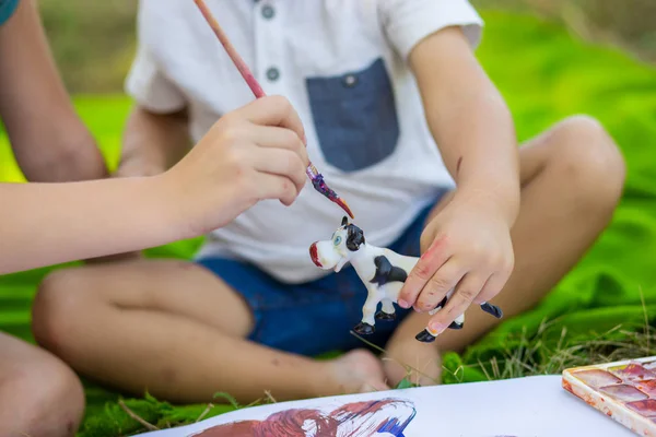 Los Niños Dibujan Parque Verano Concepto Artístico —  Fotos de Stock