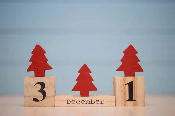 December 31. Day 31 of december month, calendar on blue background. Winter time. New year concept