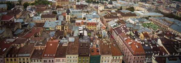 Luchtfoto Oude Europese Stad Met Regenachtige Wolken — Stockfoto