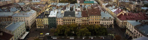 Panoramatický pohled ze staré Evropské město, pohled shora nápis architektury — Stock fotografie